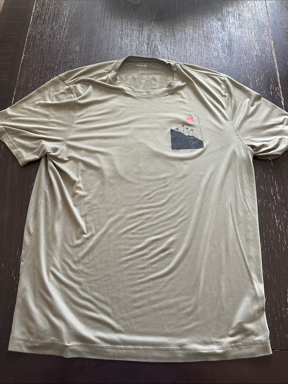 Old Navy Olive Short-Sleeve Pocket Tee with Palm Graphic